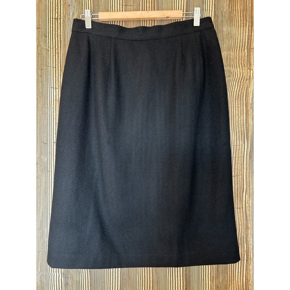 VTG Sag Harbor Wool Pencil Skirt Sz 16 Preppy Academic Black Career Minimalist